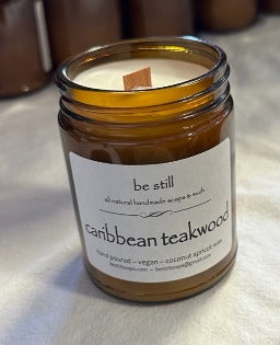 caribbean teakwood coconut apricot wax candle