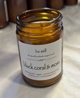 black coral & moss coconut apricot wax candle