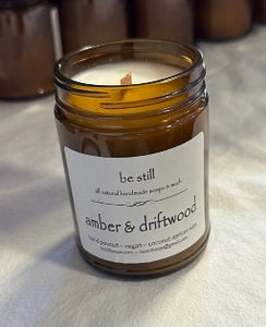 amber & driftwood coconut apricot wax candle