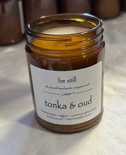 tonka & oud coconut apricot wax candle