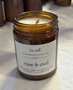 rose & oud coconut apricot wax candle